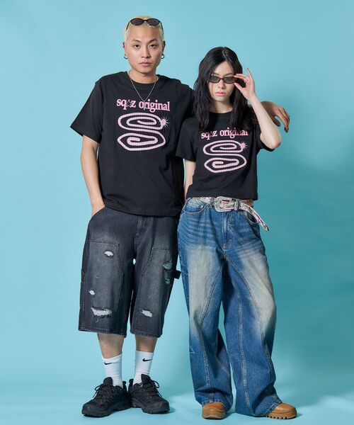 SEQUENZ(シークエンズ)の「※WEB限定 / パッチワーク / ぐるぐるワッペン半袖Tシャツ / sqnz guru-guru patchwork tee(Tシャツ/カットソー・メンズ・ネイビー/ライトピンク/ブラック/レッド/ホワイト・MEDIUM/SMALL/X-SMALL/LARGE)」の8枚目の写真