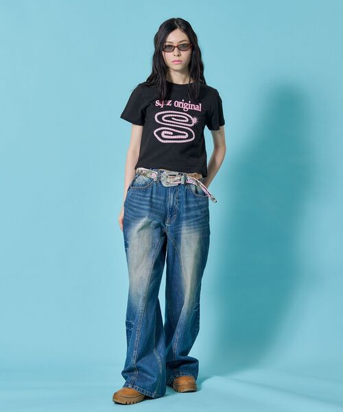 SEQUENZ(シークエンズ)の「※WEB限定 / パッチワーク / ぐるぐるワッペン半袖Tシャツ / sqnz guru-guru patchwork tee(Tシャツ/カットソー・メンズ・ネイビー/ライトピンク/ブラック/レッド/ホワイト・MEDIUM/SMALL/X-SMALL/LARGE)」の11枚目の写真
