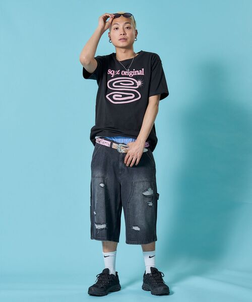 SEQUENZ(シークエンズ)の「※WEB限定 / パッチワーク / ぐるぐるワッペン半袖Tシャツ / sqnz guru-guru patchwork tee(Tシャツ/カットソー・メンズ・ネイビー/ライトピンク/ブラック/レッド/ホワイト・MEDIUM/SMALL/X-SMALL/LARGE)」の16枚目の写真