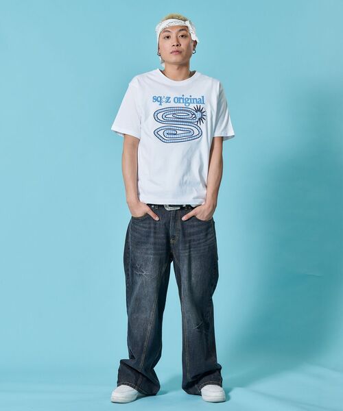 SEQUENZ(シークエンズ)の「※WEB限定 / パッチワーク / ぐるぐるワッペン半袖Tシャツ / sqnz guru-guru patchwork tee(Tシャツ/カットソー・メンズ・ネイビー/ライトピンク/ブラック/レッド/ホワイト・MEDIUM/SMALL/X-SMALL/LARGE)」の21枚目の写真