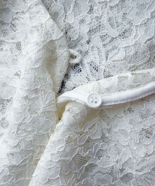 PICCIN PERLA（ピッチンペルラ）の「レースフリルブラウス（Tシャツ/カットソー・レディース・オフホワイト/ブラック・M）」の21枚目の写真