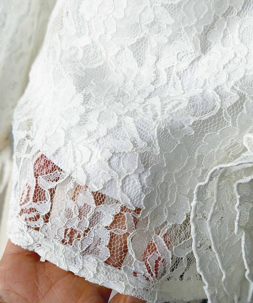 PICCIN PERLA（ピッチンペルラ）の「レースフリルブラウス（Tシャツ/カットソー・レディース・オフホワイト/ブラック・M）」の18枚目の写真