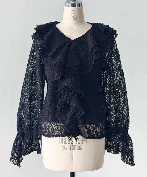 PICCIN PERLA（ピッチンペルラ）の「レースフリルブラウス（Tシャツ/カットソー・レディース・オフホワイト/ブラック・M）」の10枚目の写真