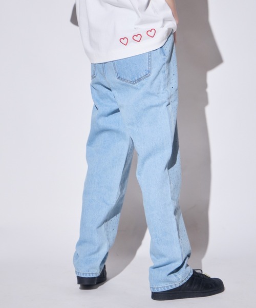 INTER FACTORY(インターファクトリー)の「あやせりんて ハート刺繍ラインストーンデニムパンツ(デニムパンツ・レディース・ブルー/ブラック・MEDIUM/SMALL)」の8枚目の写真