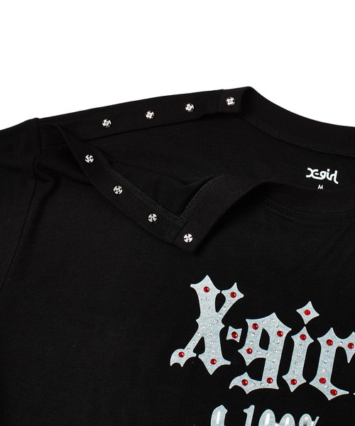X-girl（エックスガール）の「2WAY SHOULDER S/S TEE（Tシャツ/カットソー・レディース・ブラック/ネイビー・ONE SIZE）」の9枚目の写真