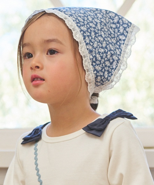 petit main（プティマイン）の「レースつきバブーシュカ/L（ヘアバンド・キッズ・オフホワイト/ブルー/アイボリー・F）」の3枚目の写真