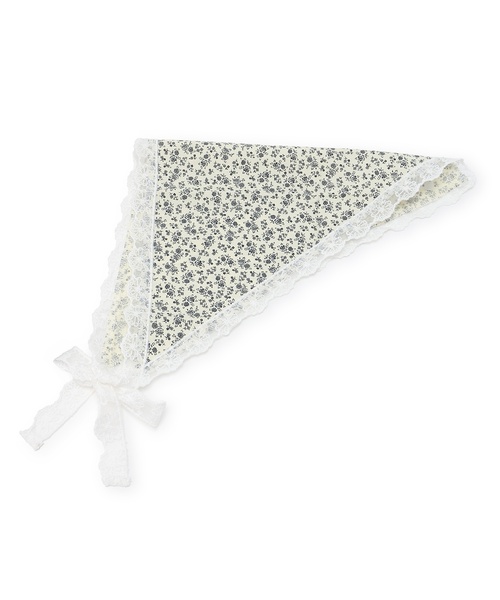 petit main（プティマイン）の「レースつきバブーシュカ/L（ヘアバンド・キッズ・オフホワイト/ブルー/アイボリー・F）」の2枚目の写真