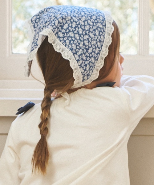 petit main（プティマイン）の「レースつきバブーシュカ/L（ヘアバンド・キッズ・オフホワイト/ブルー/アイボリー・F）」の10枚目の写真