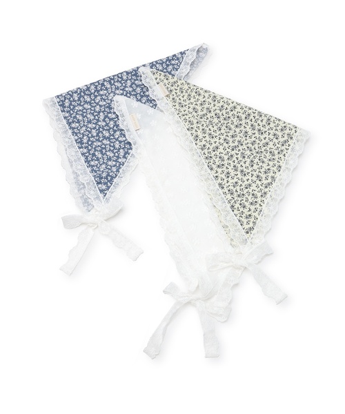 petit main（プティマイン）の「レースつきバブーシュカ/L（ヘアバンド・キッズ・オフホワイト/ブルー/アイボリー・F）」の4枚目の写真