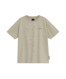 SPIRAL LIZARD DAMAGED T-SHIRTS [BEIGE]