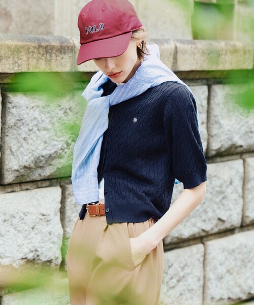 ANY(エニィ)の「【POLO BCS別注】ケーブルニットポロ(ニット/セーター・レディース・グリーン系/ベージュ系/レッド系/ネイビー系・F)」の4枚目の写真