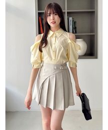 オープンショルダーブラウス  黄 osharewalker（オシャレウォーカー） ブラウス レディース トップス
