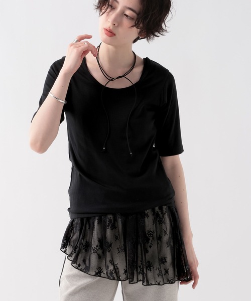 GEORGE'S（ジョージズ）の「レース切替タンクトップ（タンクトップ・レディース・オフホワイト/ブラック・FREE）」の2枚目の写真