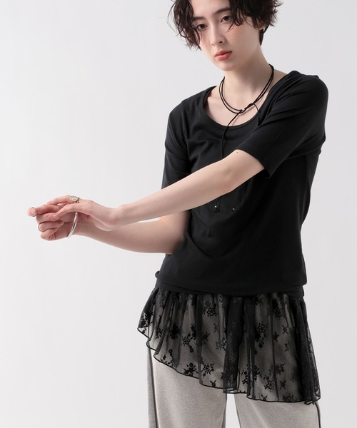 GEORGE'S（ジョージズ）の「レース切替タンクトップ（タンクトップ・レディース・オフホワイト/ブラック・FREE）」の14枚目の写真