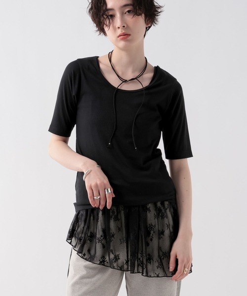 GEORGE'S（ジョージズ）の「レース切替タンクトップ（タンクトップ・レディース・オフホワイト/ブラック・FREE）」の15枚目の写真