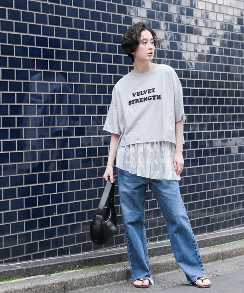 GEORGE'S（ジョージズ）の「レース切替タンクトップ（タンクトップ・レディース・オフホワイト/ブラック・FREE）」の3枚目の写真