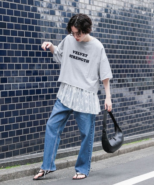 GEORGE'S（ジョージズ）の「レース切替タンクトップ（タンクトップ・レディース・オフホワイト/ブラック・FREE）」の6枚目の写真