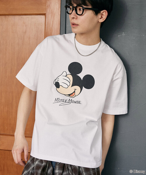PUBLUX(パブリュクス)の「PUBLUX/パブリュクス <機能性素材>Mickey Mouse/ミッキーマウス/ フェイスTシャツ 限定展開(Tシャツ/カットソー・メンズ・ホワイト/ネイビー/チャコールグレー/グレー・LARGE/SMALL/MEDIUM)」の1枚目の写真