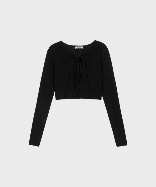 ALKI ALKA（アルキアルカ）の「Ribbed Ribbon Bolero (Black)（ニット/セーター・レディース・ブラック・FREE）」の4枚目の写真