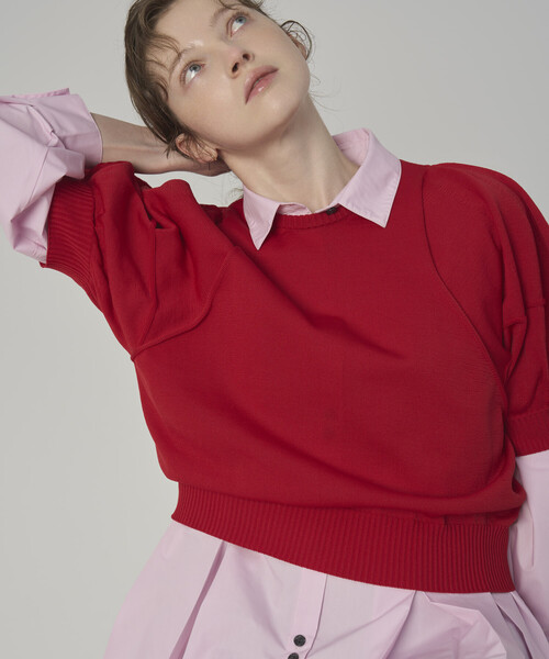 Firsthand(ファーストハンド)の「Firsthand/ファーストハンド ジャパンメイド ホールガーメント パフスリーブ トップス(ニット/セーター・レディース・ブラック/ベージュ/レッド・FREE)」の4枚目の写真