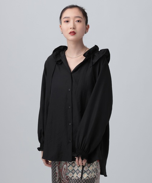 LEPSIM(レプシィム)の「フーディシャツチュニック 659638(シャツ/ブラウス・レディース・オフホワイト/ブラック・FREE)」の9枚目の写真