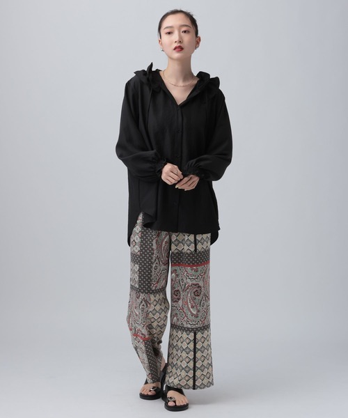 LEPSIM(レプシィム)の「フーディシャツチュニック 659638(シャツ/ブラウス・レディース・オフホワイト/ブラック・FREE)」の12枚目の写真