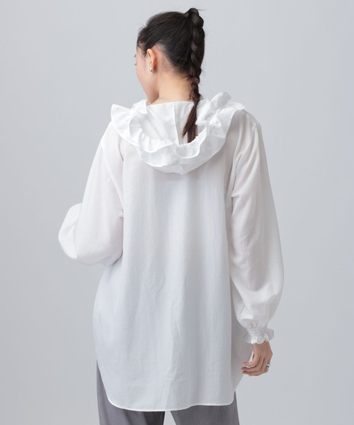 LEPSIM(レプシィム)の「フーディシャツチュニック 659638(シャツ/ブラウス・レディース・オフホワイト/ブラック・FREE)」の3枚目の写真