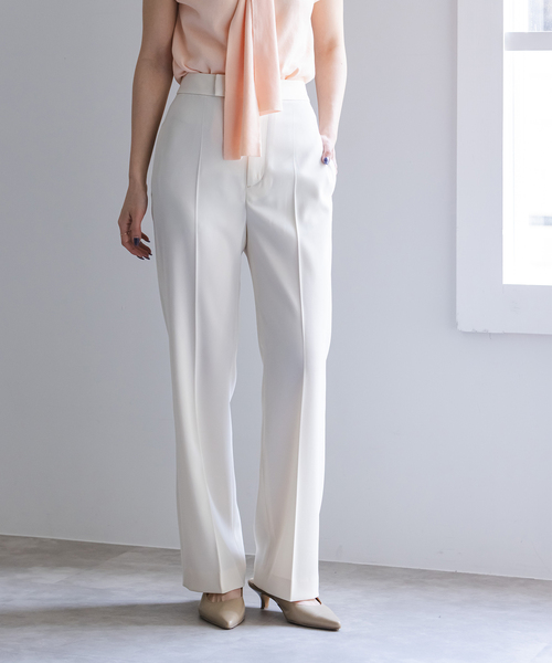 Noble（ノーブル）の「ツイルクロスストレートパンツ（スラックス・レディース・ブラック/ホワイト系その他/ブラウン・34/36/38/40）」の2枚目の写真