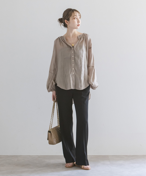 Noble（ノーブル）の「ツイルクロスストレートパンツ（スラックス・レディース・ブラック/ホワイト系その他/ブラウン・34/36/38/40）」の10枚目の写真