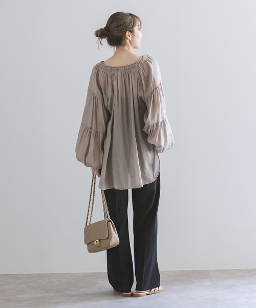 Noble（ノーブル）の「ツイルクロスストレートパンツ（スラックス・レディース・ブラック/ホワイト系その他/ブラウン・34/36/38/40）」の11枚目の写真