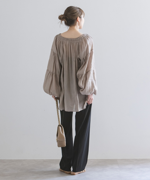 Noble（ノーブル）の「ツイルクロスストレートパンツ（スラックス・レディース・ブラック/ホワイト系その他/ブラウン・34/36/38/40）」の17枚目の写真