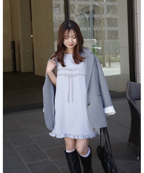 JUMELLE(ジュメロ)の「ベロアリボンワンピース(ワンピース・レディース・ブラック/グレー・FREE)」の16枚目の写真