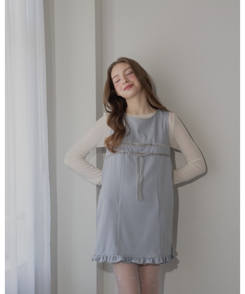 JUMELLE(ジュメロ)の「ベロアリボンワンピース(ワンピース・レディース・ブラック/グレー・FREE)」の3枚目の写真