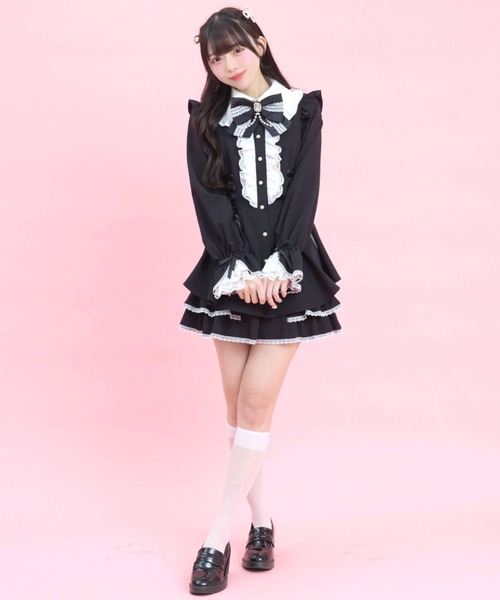 Secret Honey（シークレットハニー）の「サイドレースアップティアードスリーブセットアップ（セットアップ・レディース・ブラック/グレー/ブラックミックス・MEDIUM）」の10枚目の写真