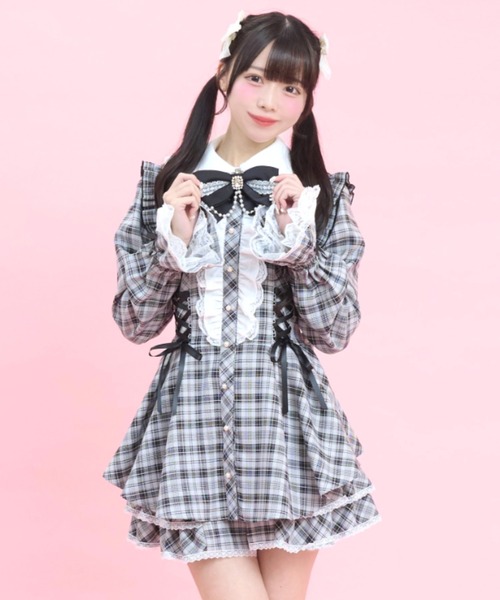 Secret Honey（シークレットハニー）の「サイドレースアップティアードスリーブセットアップ（セットアップ・レディース・ブラック/グレー/ブラックミックス・MEDIUM）」の5枚目の写真