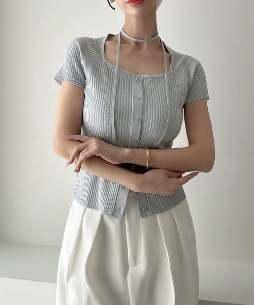 Meiru(メイル)の「(チョーカー付き)シアーリブニットプルオーバー(ニット/セーター・レディース・ブラック/ライトブルー/アイボリー・MEDIUM/LARGE)」の13枚目の写真
