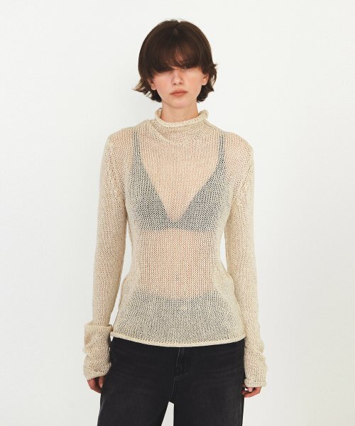 DIAGONAL(ダイアゴナル)の「POLONECK NETTING KNIT (beige)(ニット/セーター・レディース・その他・FREE)」の1枚目の写真