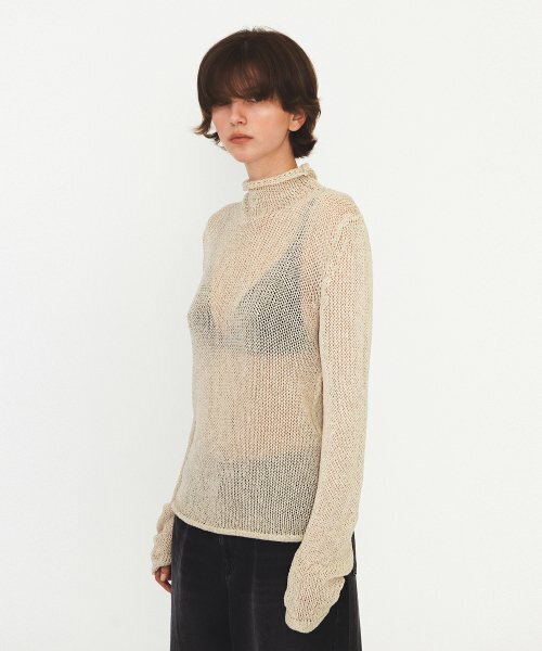 DIAGONAL(ダイアゴナル)の「POLONECK NETTING KNIT (beige)(ニット/セーター・レディース・その他・FREE)」の2枚目の写真