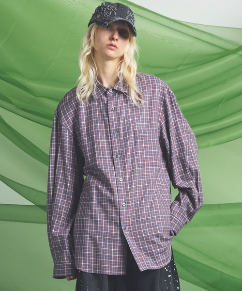 MAISON SPECIAL(メゾンスペシャル)の「《UNISEX》【Italian Dead Stock Fabric】Prime-Over Regular Collar Long Sleeve Shirt/【イタリアンデッドストックファブリック】プライムオーバーレギュラーカラーロングスリーブシャツ【MAISON SPECIAL/メゾンスペシャル】(シャツ/ブラウス・メンズ・ホワイト/その他1/オレンジ/カーキ/グレイッシュベージュ/ネイビー/グレー/ピンク/ライトグリーン/グリーン/その他2・0/2/1)」の3枚目の写真