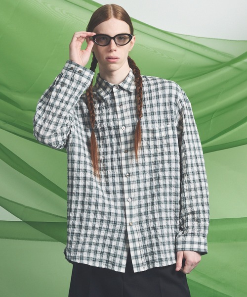 MAISON SPECIAL(メゾンスペシャル)の「《UNISEX》【Italian Dead Stock Fabric】Prime-Over Regular Collar Long Sleeve Shirt/【イタリアンデッドストックファブリック】プライムオーバーレギュラーカラーロングスリーブシャツ【MAISON SPECIAL/メゾンスペシャル】(シャツ/ブラウス・メンズ・ホワイト/その他1/オレンジ/カーキ/グレイッシュベージュ/ネイビー/グレー/ピンク/ライトグリーン/グリーン/その他2・0/2/1)」の6枚目の写真