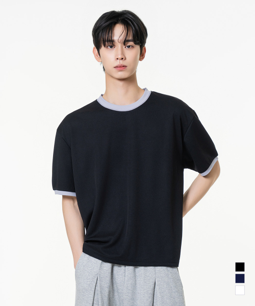 MOZMOZ(モズモズ)の「エッセンシャルエアメッシュ半袖リンガーTシャツブラック(Tシャツ/カットソー・レディース・その他・3/2/1)」の1枚目の写真