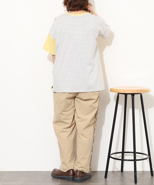 Emago(イマゴ)の「EMAGO 花瓶と馬の切替えT 半袖(Tシャツ/カットソー・レディース・ホワイト/イエロー・FREE)」の4枚目の写真