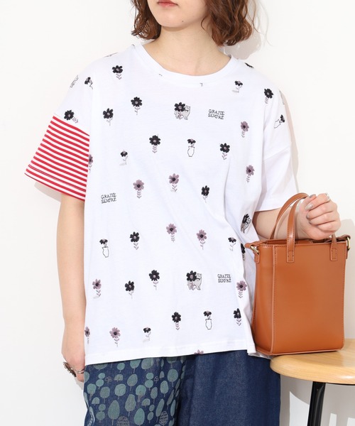 Emago(イマゴ)の「EMAGO 花瓶と馬の切替えT 半袖(Tシャツ/カットソー・レディース・ホワイト/イエロー・FREE)」の12枚目の写真