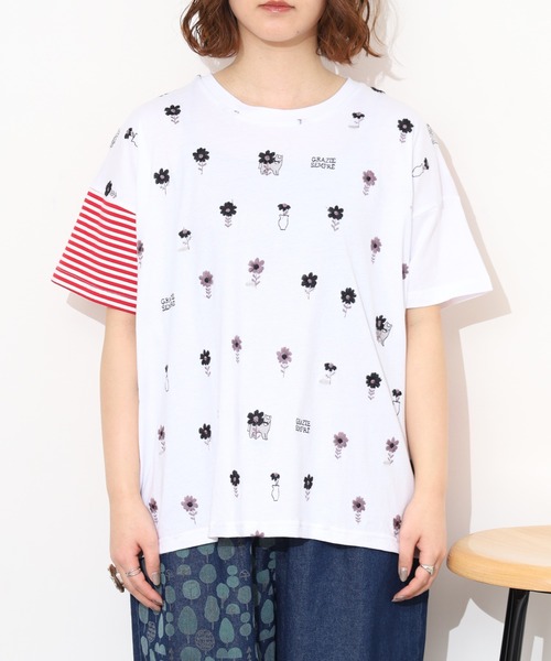 Emago(イマゴ)の「EMAGO 花瓶と馬の切替えT 半袖(Tシャツ/カットソー・レディース・ホワイト/イエロー・FREE)」の5枚目の写真