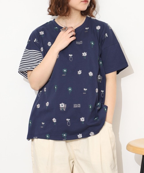 Emago(イマゴ)の「EMAGO 花瓶と馬の切替えT 半袖(Tシャツ/カットソー・レディース・ホワイト/イエロー・FREE)」の21枚目の写真