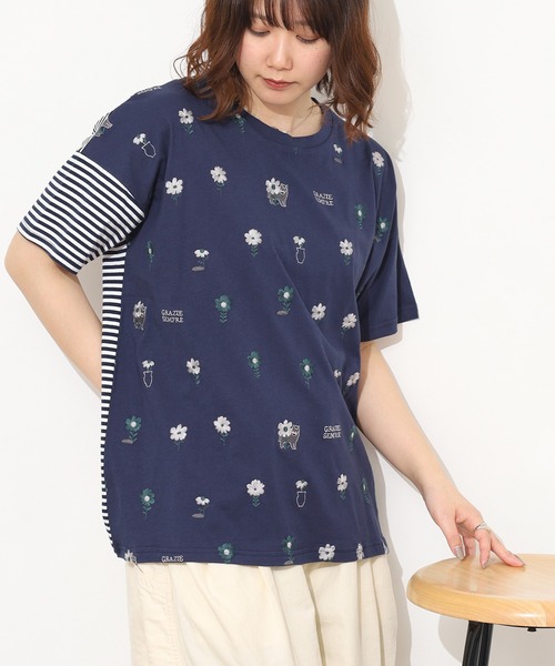 Emago(イマゴ)の「EMAGO 花瓶と馬の切替えT 半袖(Tシャツ/カットソー・レディース・ホワイト/イエロー・FREE)」の22枚目の写真