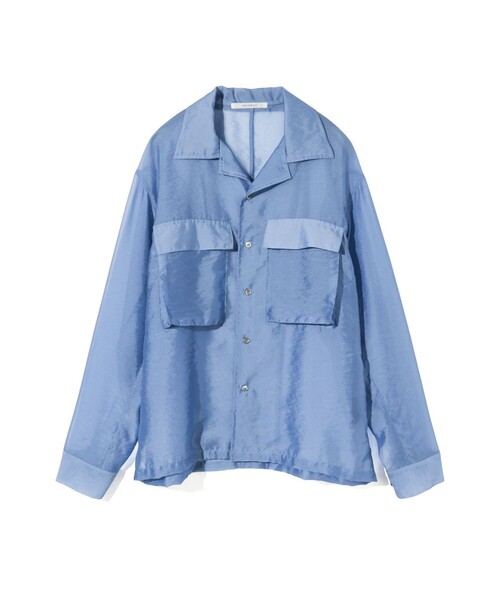 MIDIUMISOLID(ミディウミソリッド)の「MIDIUMISOLID Men’s シアーオープンカラーシャツ(シャツ/ブラウス・メンズ・ライトブルー/ブラック・48)」の18枚目の写真