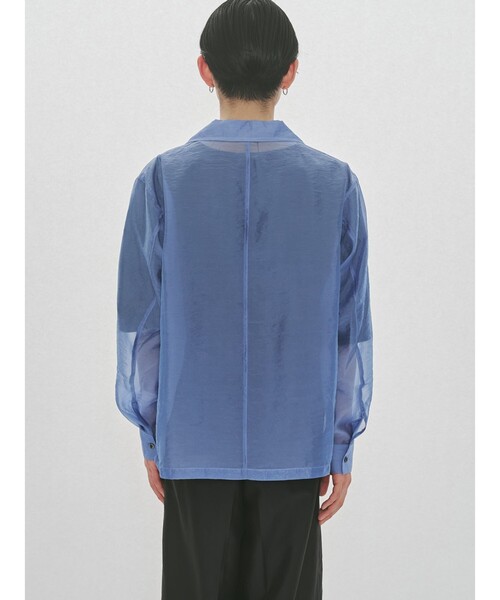 MIDIUMISOLID(ミディウミソリッド)の「MIDIUMISOLID Men’s シアーオープンカラーシャツ(シャツ/ブラウス・メンズ・ライトブルー/ブラック・48)」の6枚目の写真