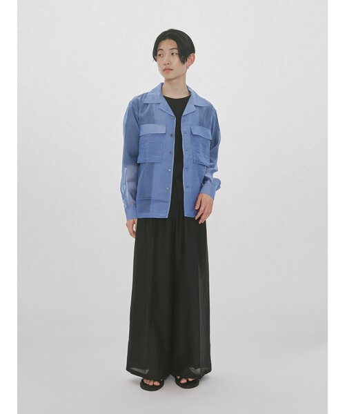 MIDIUMISOLID(ミディウミソリッド)の「MIDIUMISOLID Men’s シアーオープンカラーシャツ(シャツ/ブラウス・メンズ・ライトブルー/ブラック・48)」の7枚目の写真