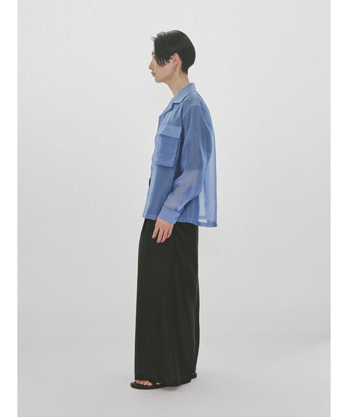 MIDIUMISOLID(ミディウミソリッド)の「MIDIUMISOLID Men’s シアーオープンカラーシャツ(シャツ/ブラウス・メンズ・ライトブルー/ブラック・48)」の9枚目の写真